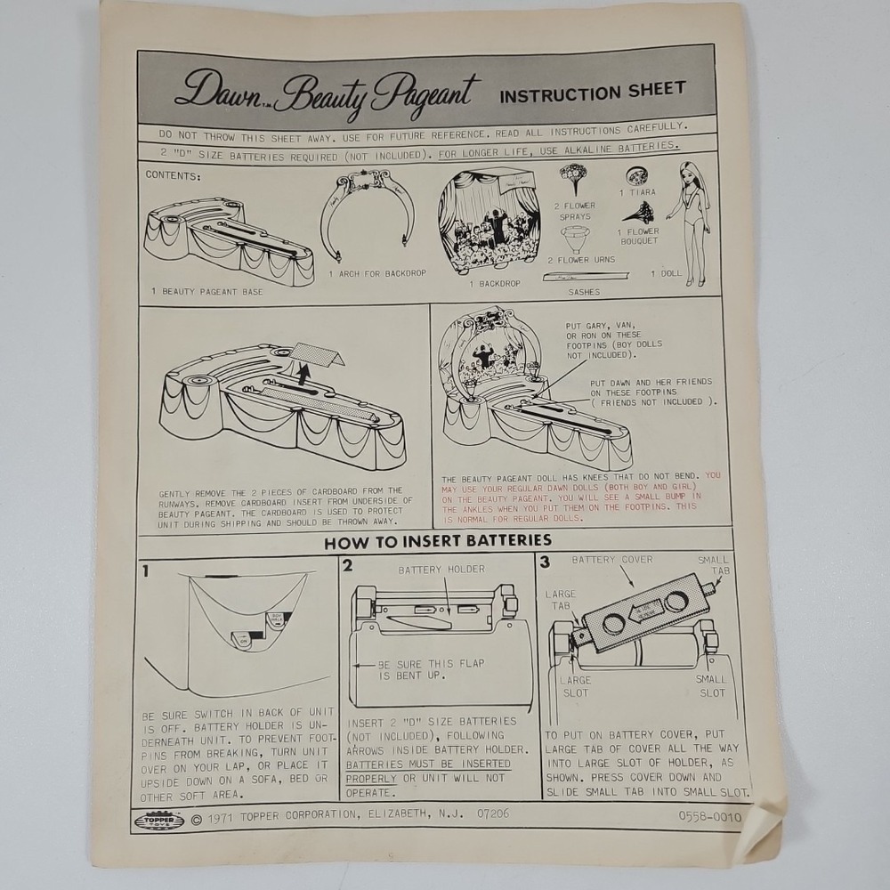 Dawn Beauty Pageant‎ Runway Instruction Manual Original